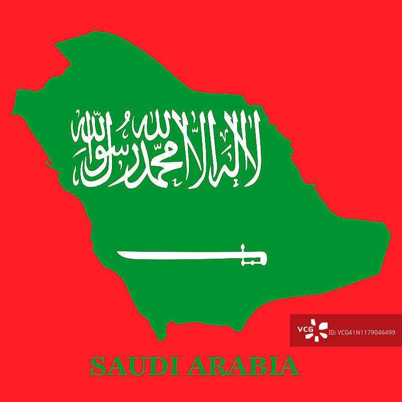 带有国旗的沙特阿拉伯地图图片素材