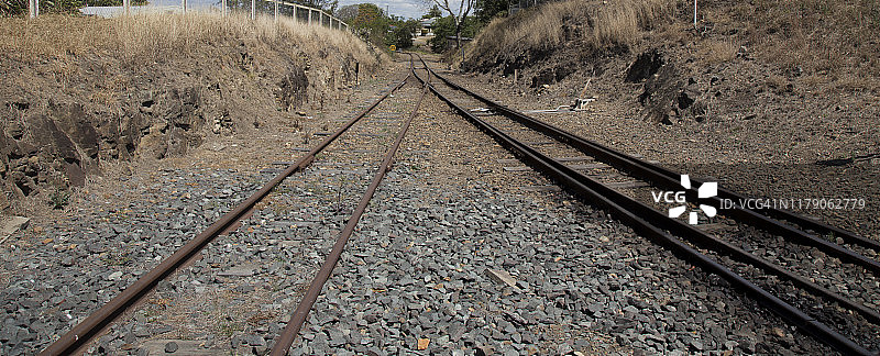 干旱地区中的铁轨图片素材