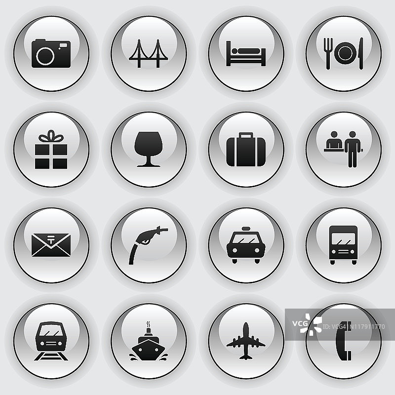 玻璃按钮图标 - 旅行图片素材