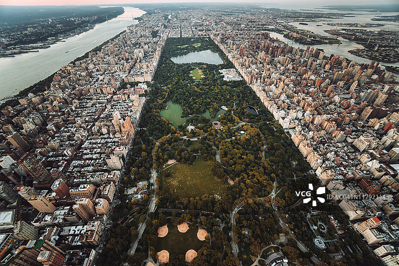 曼哈顿中央公园鸟瞰图图片素材