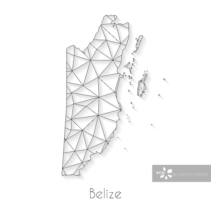 伯利兹地图连接-白色背景上的网状网络图片素材