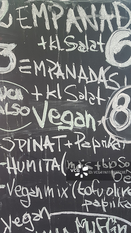 餐厅菜单，黑板上的粉笔字图片素材