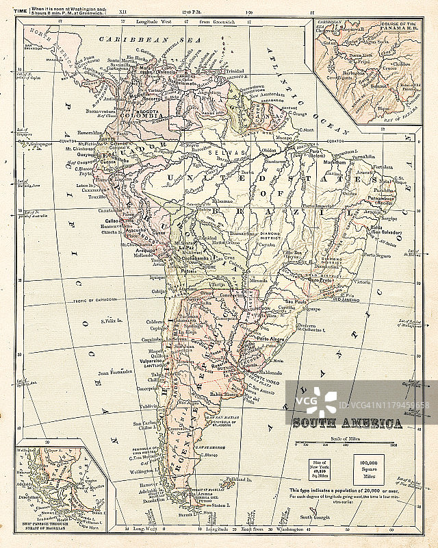 1881年南美洲地图图片素材