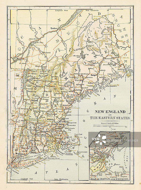 1875年新英格兰地图图片素材