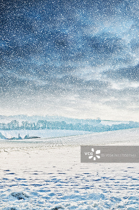 林肯郡丘陵乡村雪景图片素材