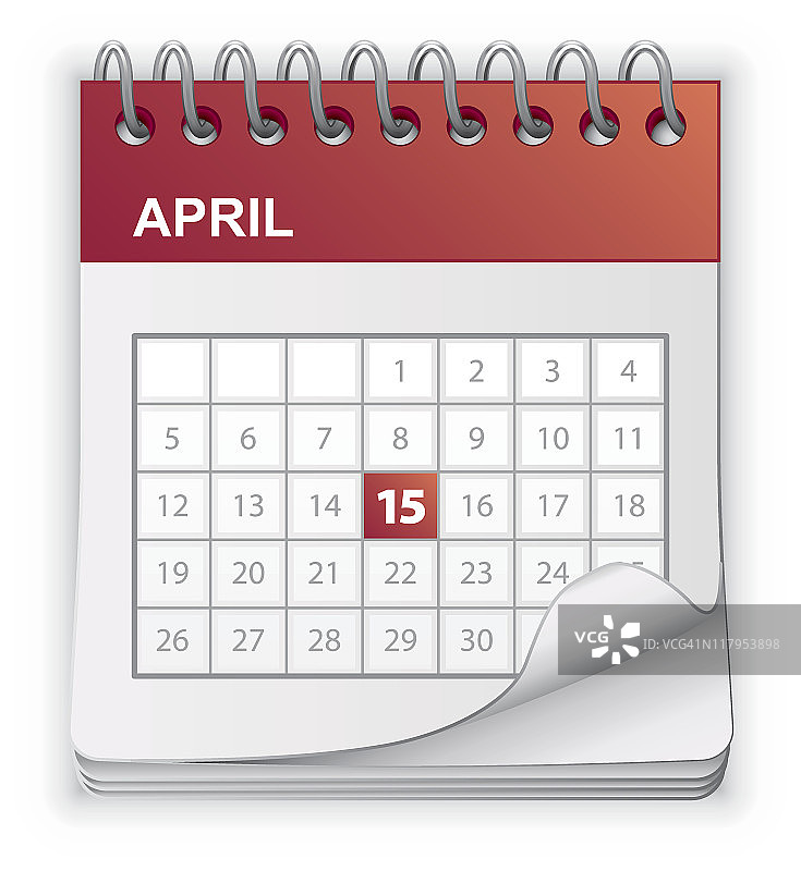 四月份日历图标插画图片素材