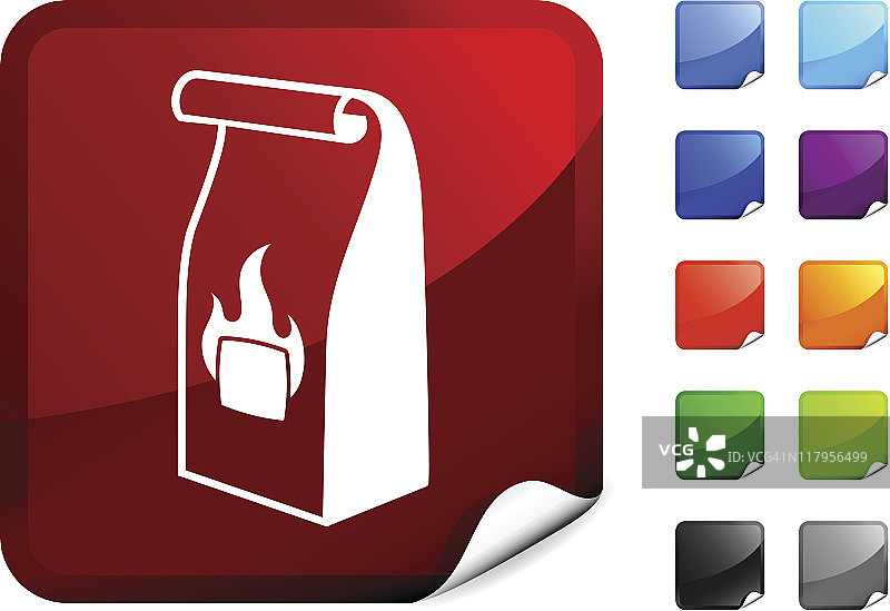 木炭袋红色图标图片素材