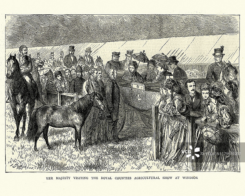 1872年维多利亚女王参观温莎皇家农业展图片素材