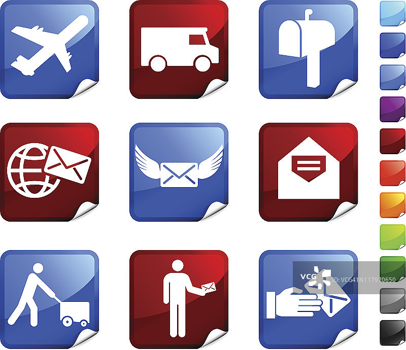 代表邮件投递的彩色贴纸图片素材