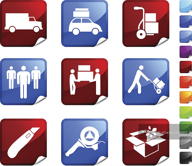 移动搬迁免版税矢量图标贴纸集图片素材