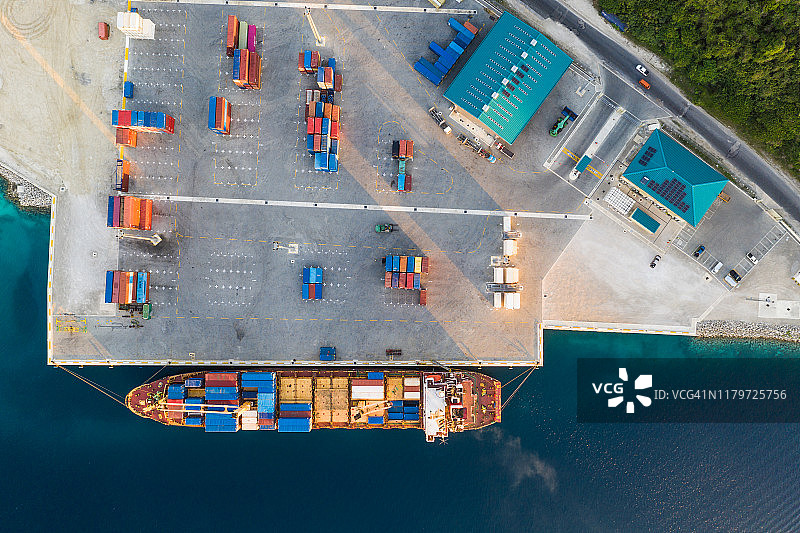 瓦努阿图维拉港商业港口鸟瞰图图片素材