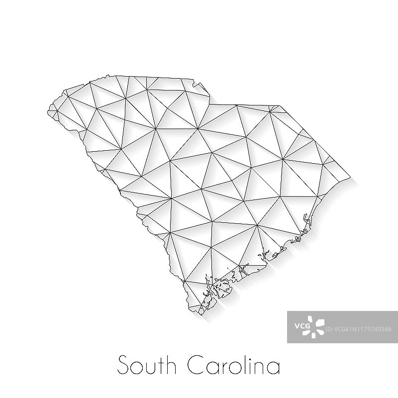 南卡罗来纳州地图网络连接图片素材