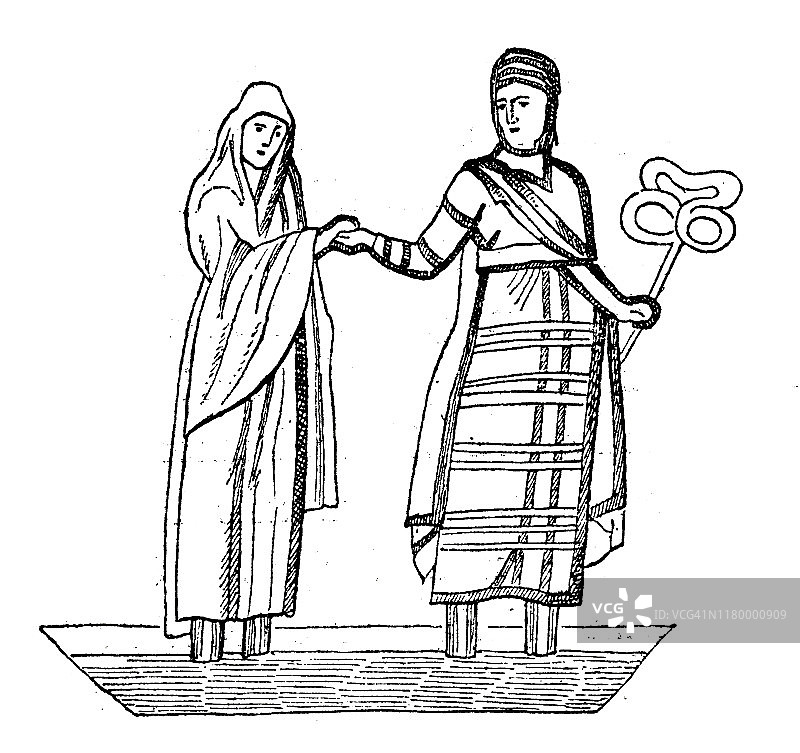 赫尔墨斯带领阿尔刻提斯进入冥界图片素材