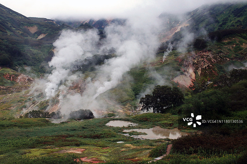 间歇泉山谷概览图片素材