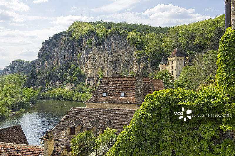 La  Roque-Gageac，阿基坦，多尔多涅，法国。图片素材
