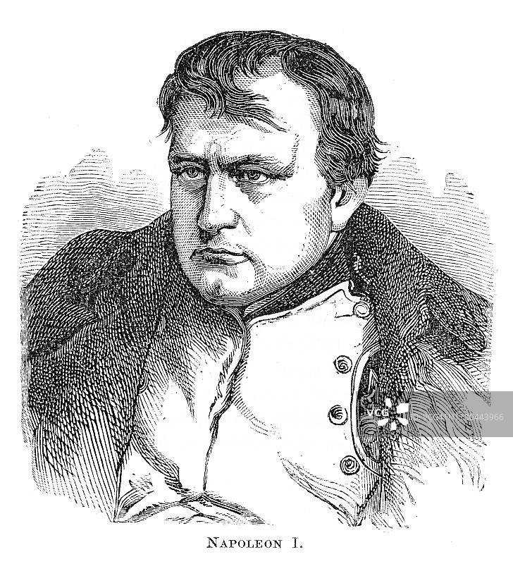 拿破仑·波拿巴雕版画（1886年）图片素材