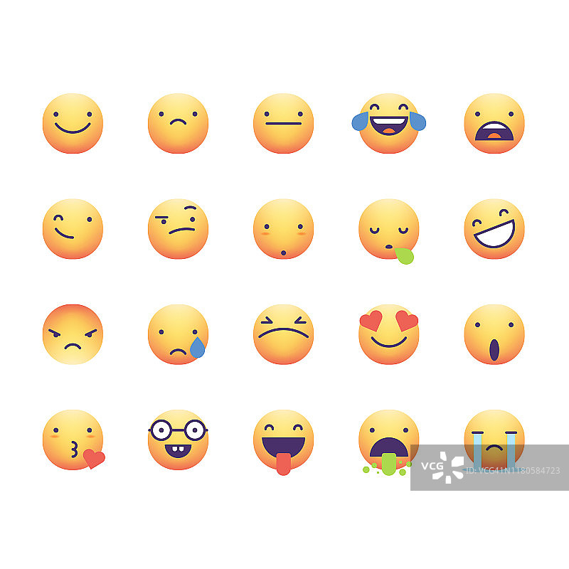 可爱的彩色渐变表情符号合集图片素材