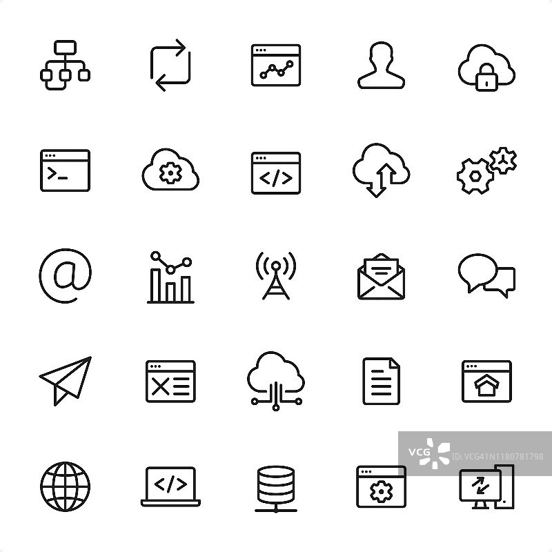 互联网技术线性图标集图片素材