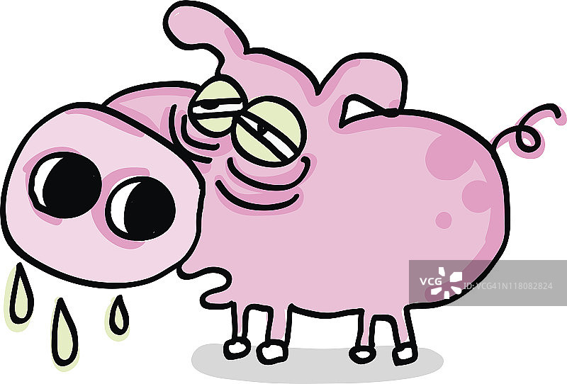 手工猪流感卡通插画图片素材