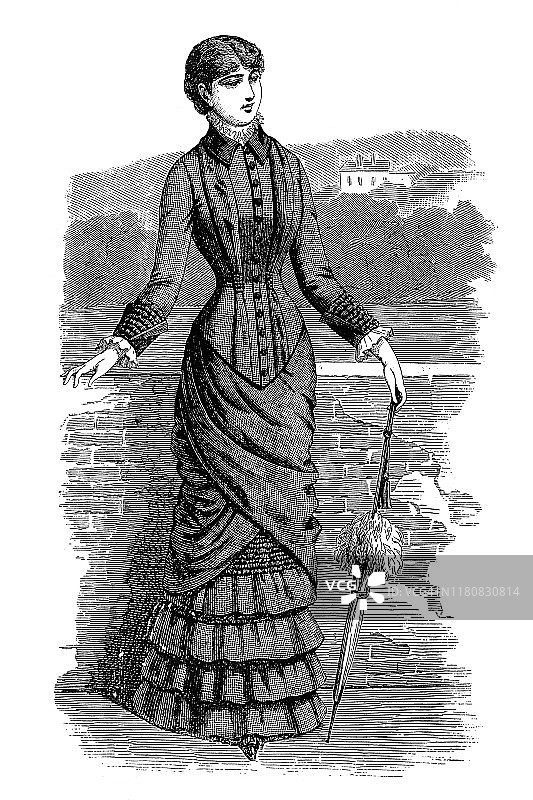 维多利亚时期手持雨伞的女性图片素材