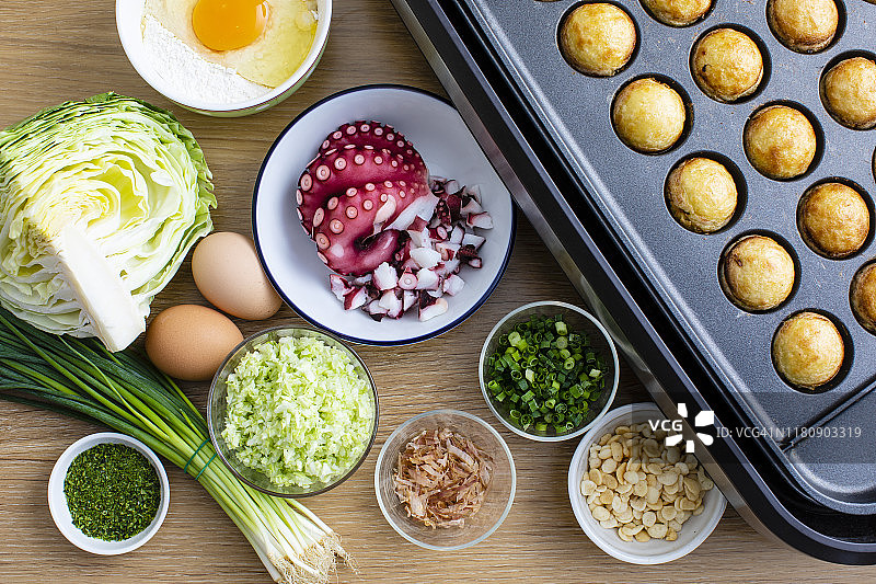 章鱼烧食谱：章鱼小丸子机与食材图片素材