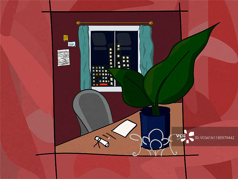 画框中的静物：花盆在窗户背景的桌子上图片素材