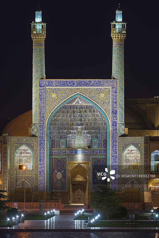 伊朗伊斯法罕伊玛目清真寺夜景图片素材