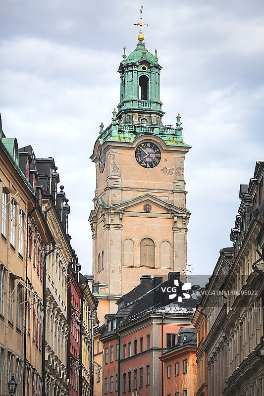 斯德哥尔摩大教堂（Storkyrkan）特写，位于瑞典斯德哥尔摩市中心老城区图片素材