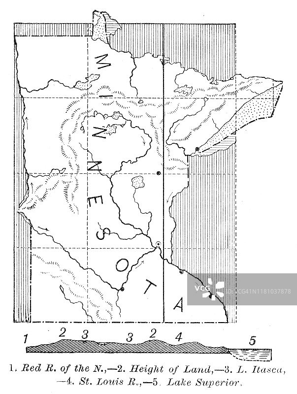 1886年明尼苏达州地图图片素材