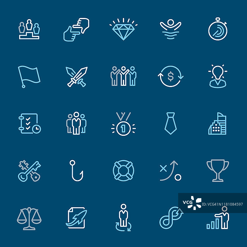 企业商务彩色轮廓图标图片素材