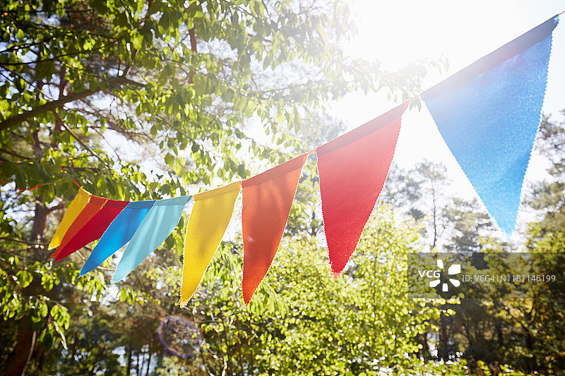 花园派对装饰用彩色三角旗/三角旗链图片素材