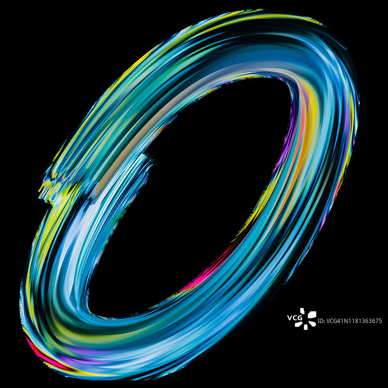 3D抽象圆形笔刷笔触创意涂抹剪贴画图片素材