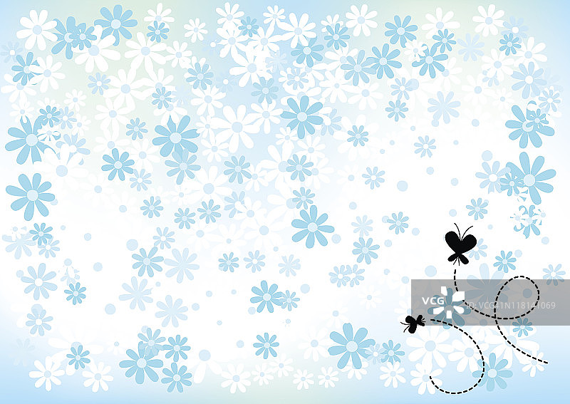 蓝色花朵背景图片素材