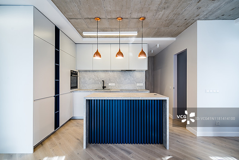 现代厨房正面图图片素材