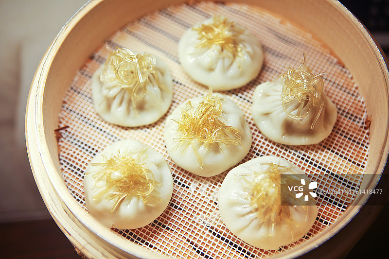 鲨鱼鳍馅中国蒸包食物模型图片素材