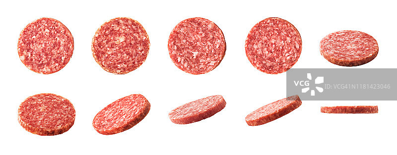 烟熏萨拉米香肠切片图片素材