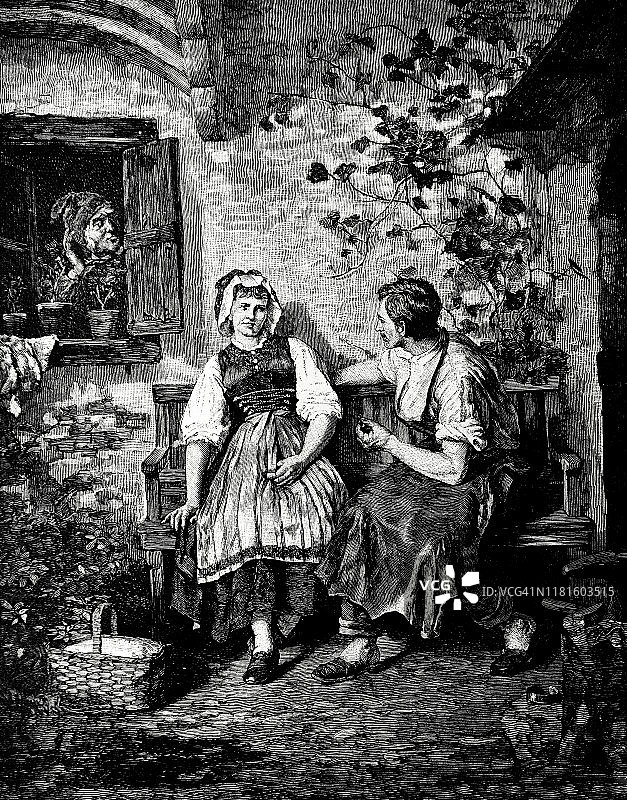 花园里的家庭图片素材