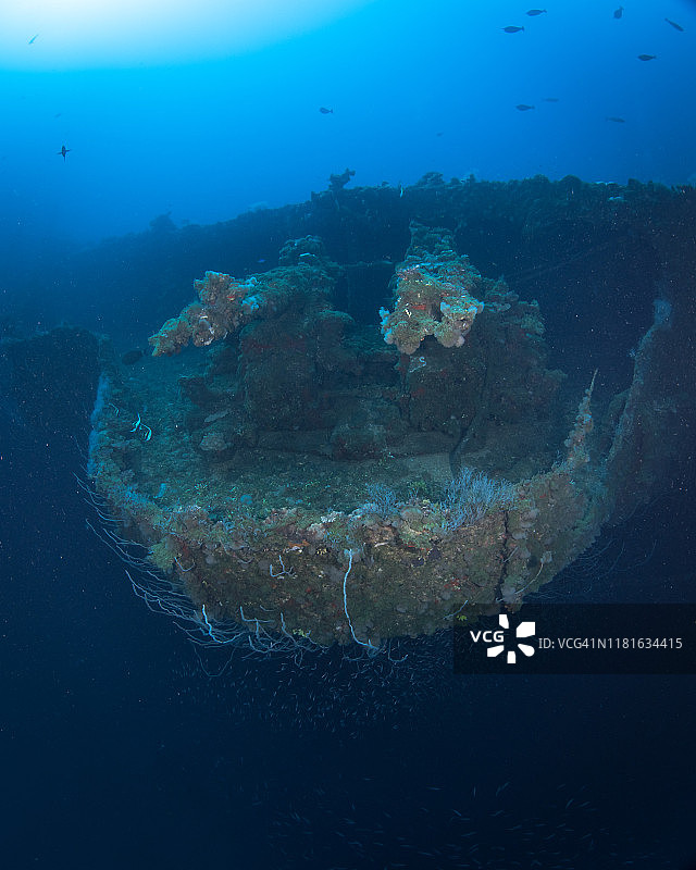 萨拉托加号航空母舰上的枪支（比基尼环礁，马绍尔群岛）图片素材