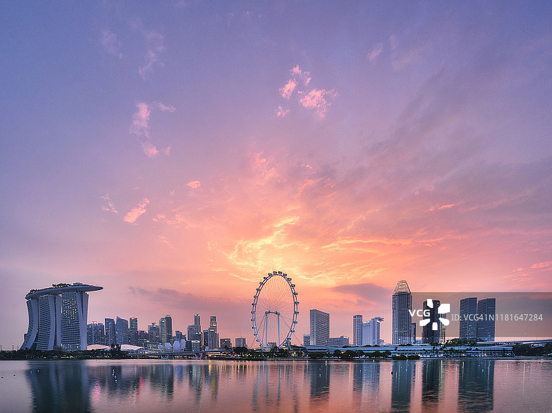 新加坡天际线日落景色图片素材
