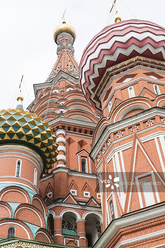 圣瓦西里大教堂；图片摄于莫斯科克里姆林宫区域内或附近。九月图片素材