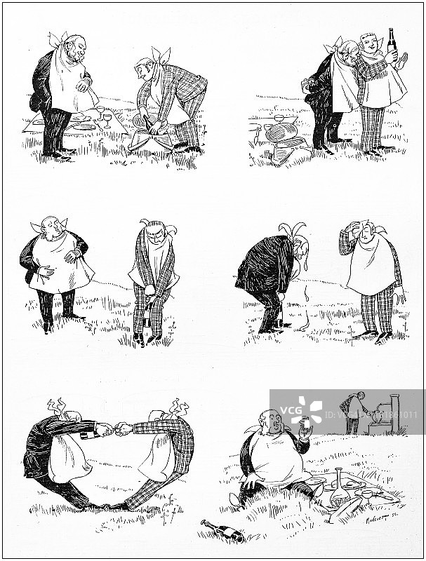 复古插画：卡通图片素材