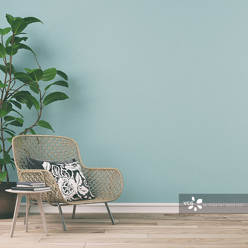 具有 70 年代装饰的复古内饰图片素材