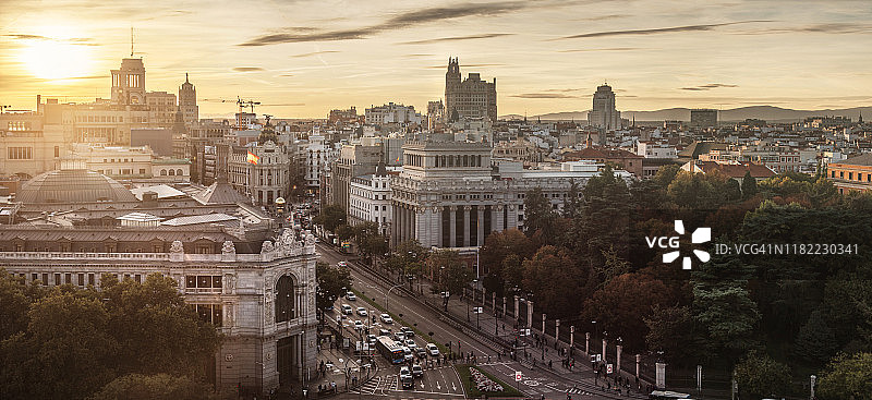 马德里市中心日落景观图片素材