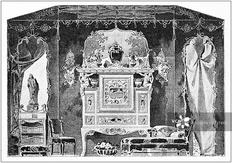 古董插画：家具图片素材