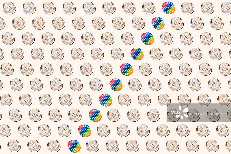 人群中脱颖而出的彩虹按钮图片素材