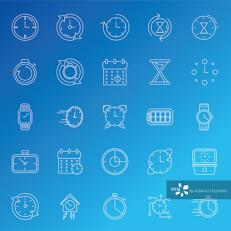 时间设置 - 细线时间图标图片素材