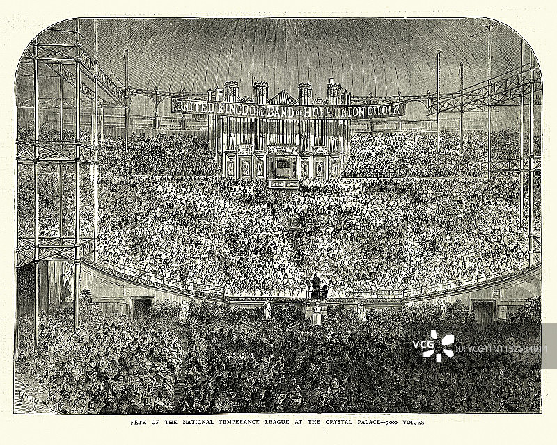 巨型合唱团：国家禁酒联盟节，水晶宫，1872年图片素材