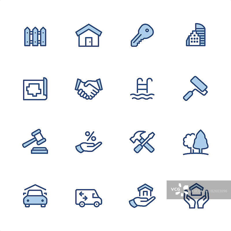 房地产蓝色轮廓图标图片素材