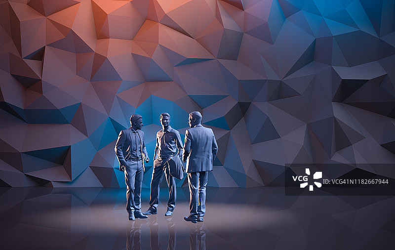 抽象棕色背景与抽象人物（3D模型）- 3D插图 - 渲染图片素材