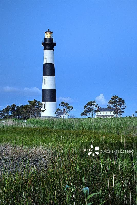 美国北卡罗来纳州博迪岛灯塔日落图片素材